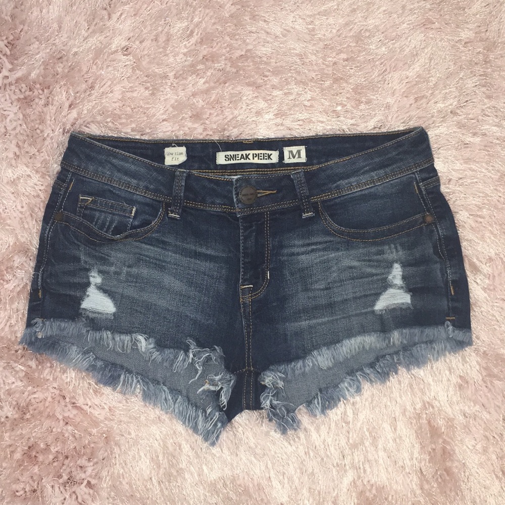 Sneak Peak Denim Fringe Shorts